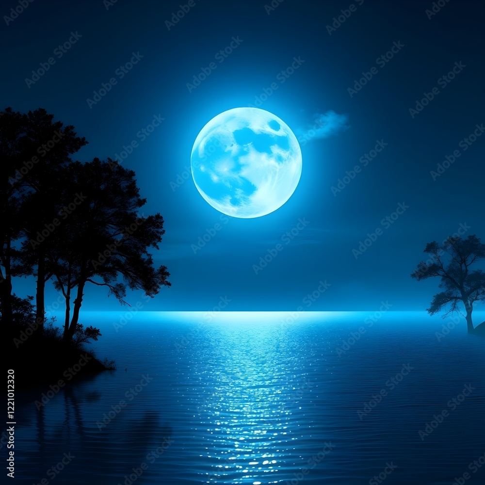 There is a blue moon on the lake There is a blue moon on the lake