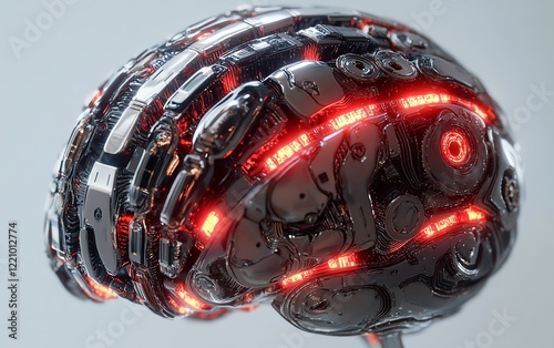 Neuralink brain implant concept, 3D chip insertion, machine learning and AI systems, big data processing, brainmachine interface, nextgen neurotechnology, highdetail 4K render photo