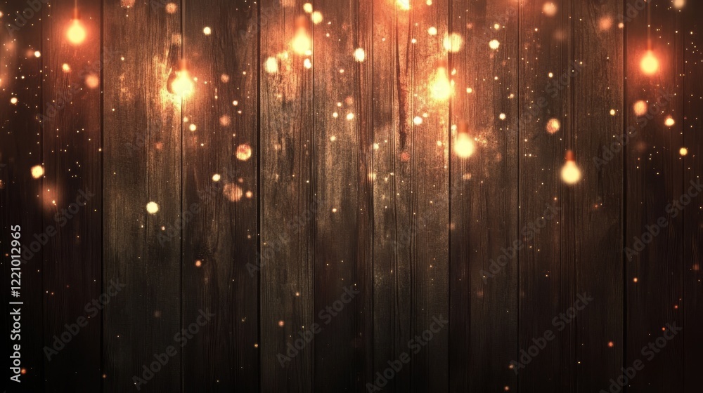 Heart-shaped bokeh lights on rustic wooden background, valentine's day theme Heart-shaped bokeh lights on rustic wooden background, valentine's day theme