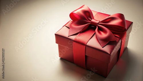 A Crimson Gift Box Adorned with a Sumptuous Satin Bow, Ready for a Special Occasion