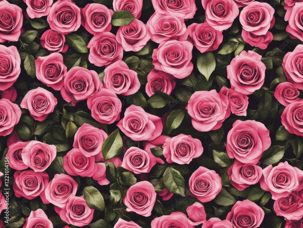 A Seamless Pattern of Many Pink Roses Creating a Dense and Lush Floral Background
A Seamless Pattern of Many Pink Roses Creating a Dense and Lush Floral Background