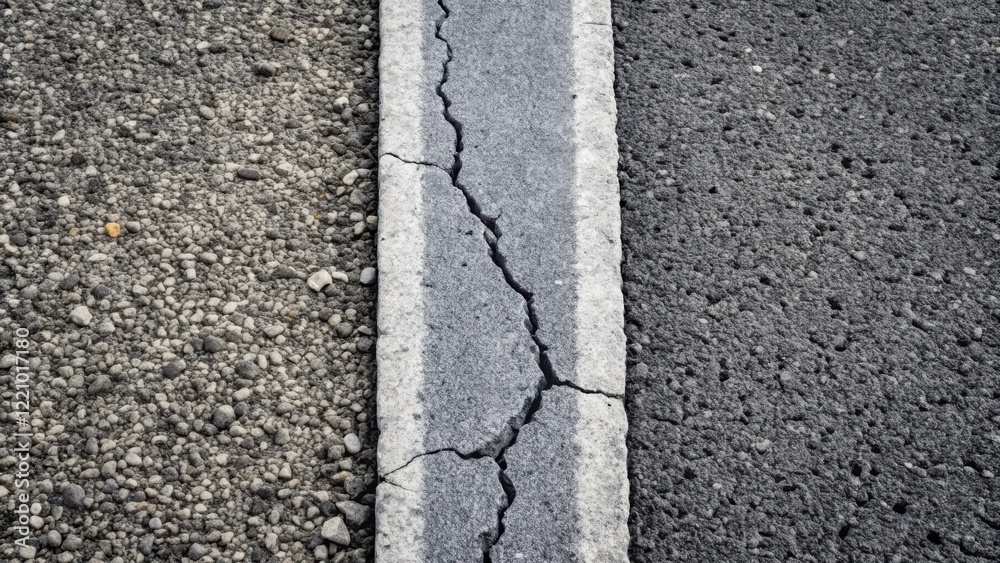 custom made wallpaper toronto digitalCracked asphalt roadway surface with contrasting aggregate textures and a central dividing line showing significant wear and tear