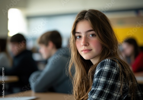 Wallpaper Mural Student engaged in class discussion at a school setting Torontodigital.ca