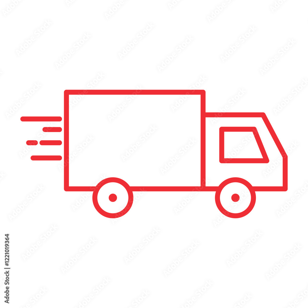 minimalist delivery truck illustration in red for logistics, transportation, and courier themes minimalist delivery truck illustration in red for logistics, transportation, and courier themes