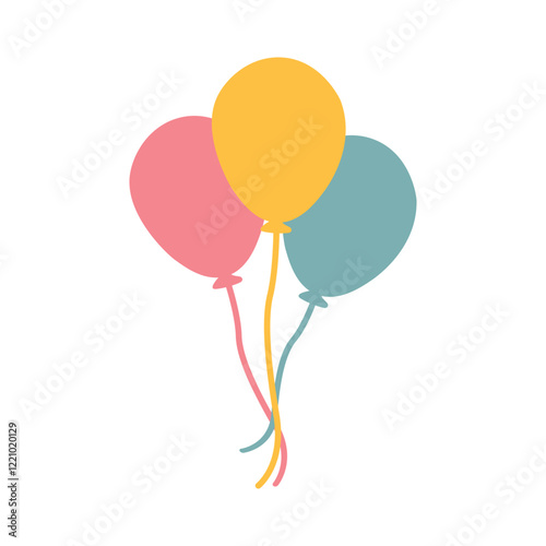 colorful birthday balloons isolated on white background, festive decoration for celebrations