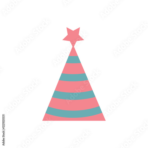 striped party hat illustration in pastel tones for birthdays and festive events