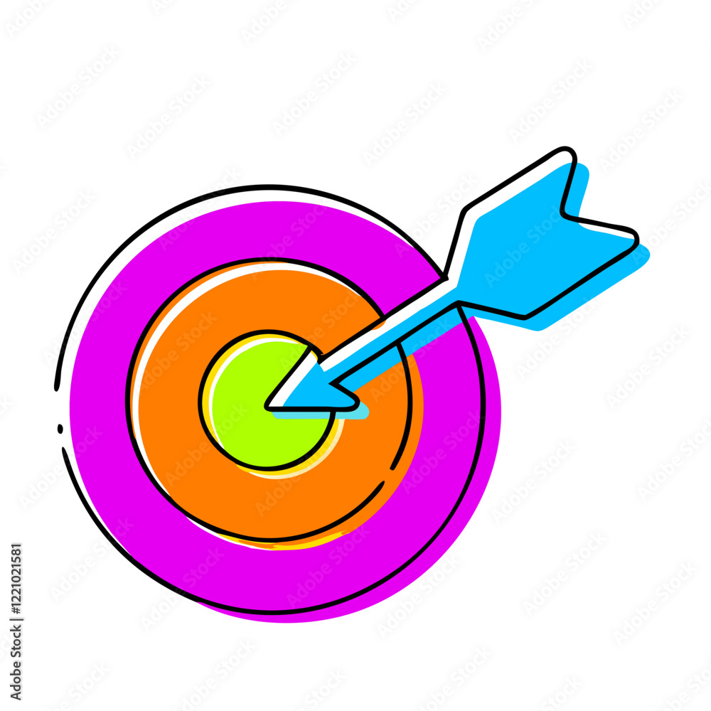 Target with blue arrow hitting the center Target with blue arrow hitting the center