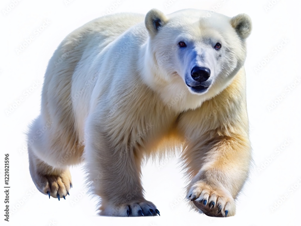 Fototapeta premium Running Polar Bear Isolated on White Background - Royalty Free Stock Photo