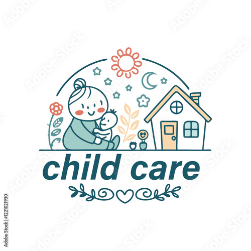 Baby shop child care day care school and kids logo day care create distinctive mother care vector eps logo design