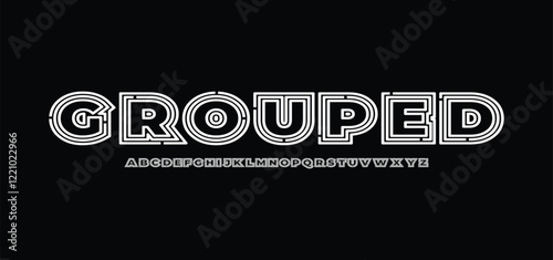 Grouped, Sports minimal tech font letter set. Luxury vector typeface for company. Modern gaming fonts logo design