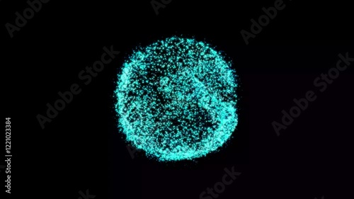 Abstract blue glowing digital high-tech futuristic energy plasma sphere with lines and particles on dark black background. Video in high quality 4k, motion design.