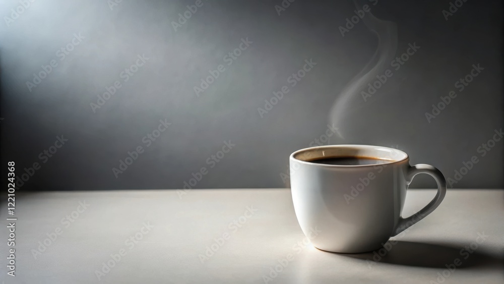 Aromatic Steam Rising from a Single Cup of Coffee on a Table Aromatic Steam Rising from a Single Cup of Coffee on a Table