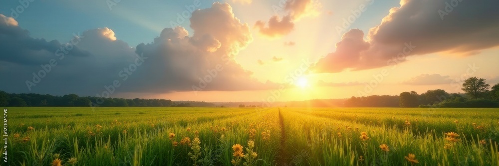 Gentle landscape with Taube on cloudy sky and sun peeking through, Friedheit, Frieden, Taube Gentle landscape with Taube on cloudy sky and sun peeking through, Friedheit, Frieden, Taube