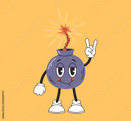Retro style cartoon bomb characters isolated set. Vector graphic design illustration	