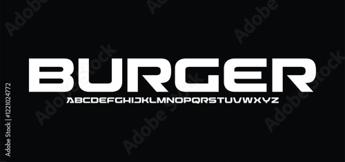 Burger, Sports minimal tech font letter set. Luxury vector typeface for company. Modern gaming fonts logo design