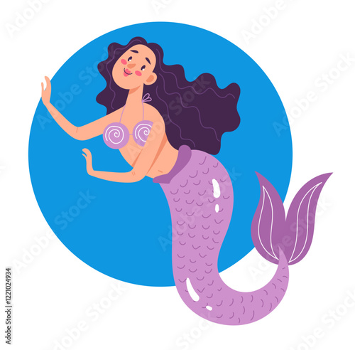 Princess marine mermaid character underwater isolated set collection concept. Vector graphic design element illustration