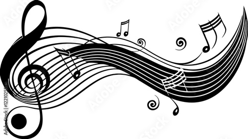 Musical Notation Treble Clef Flowing Lines Abstract Illustration