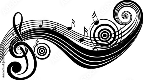 Musical Notation Treble Clef Flowing Lines Abstract Illustration