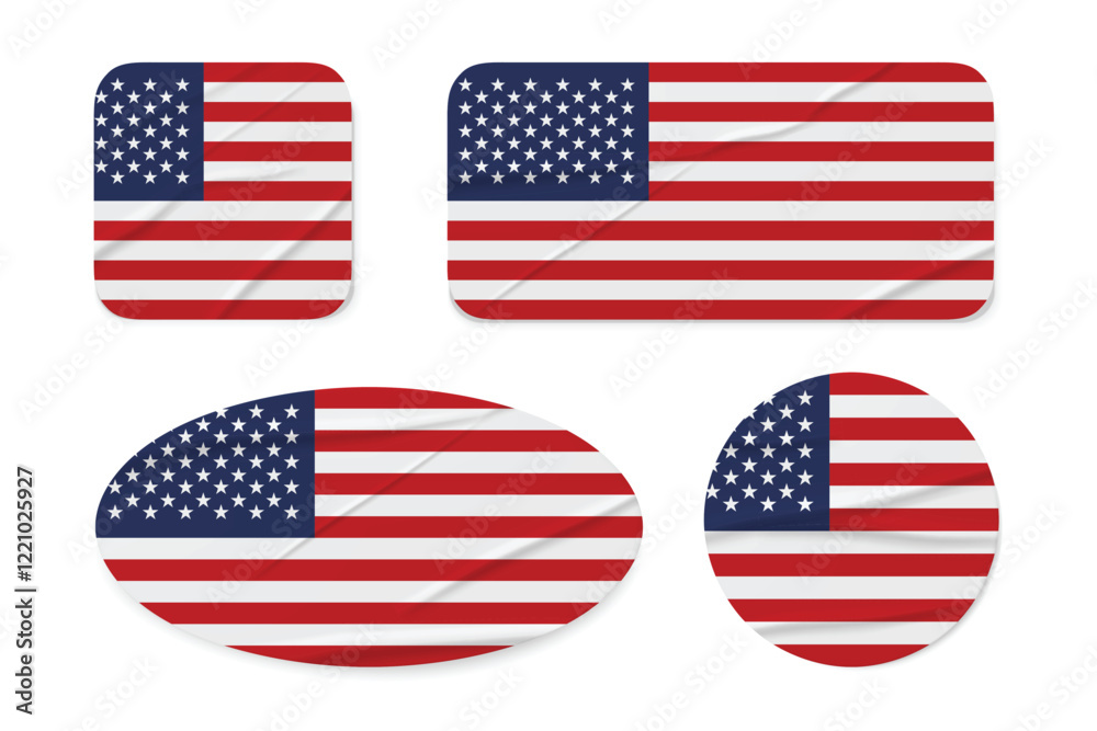 USA Flag Stickers. Glue-on, wrinkled stickers or labels
USA Flag Stickers. Glue-on, wrinkled stickers or labels