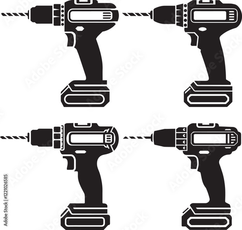 vector silhouette of a cordless power drill.