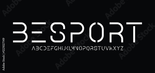 Besport, Sports minimal tech font letter set. Luxury vector typeface for company. Modern gaming fonts logo design