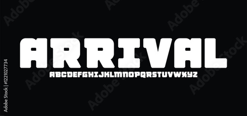 Arrival, Sports minimal tech font letter set. Luxury vector typeface for company. Modern gaming fonts logo design