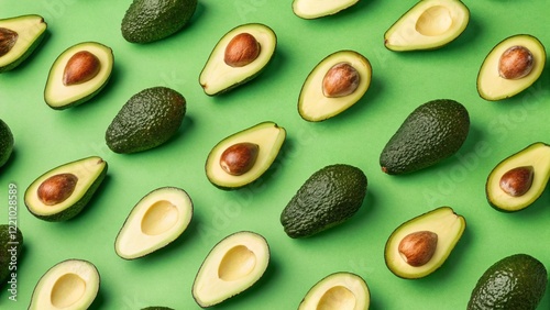 Flay Lay Photography of Avocados with Vibrant Background photo