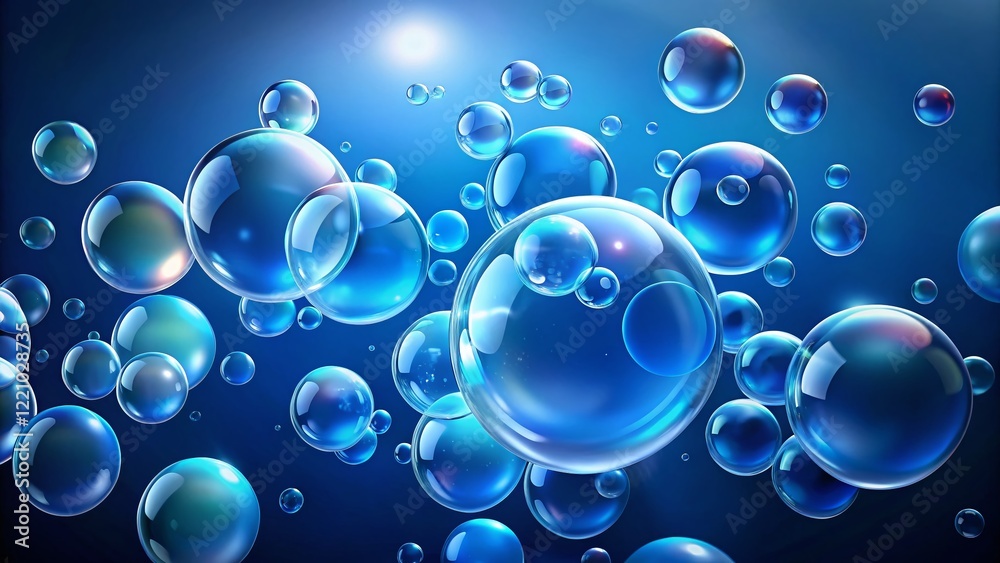 Serene Blue Bubbles: Abstract Background of Varying Sized Bubbles in Shades of Blue Serene Blue Bubbles: Abstract Background of Varying Sized Bubbles in Shades of Blue