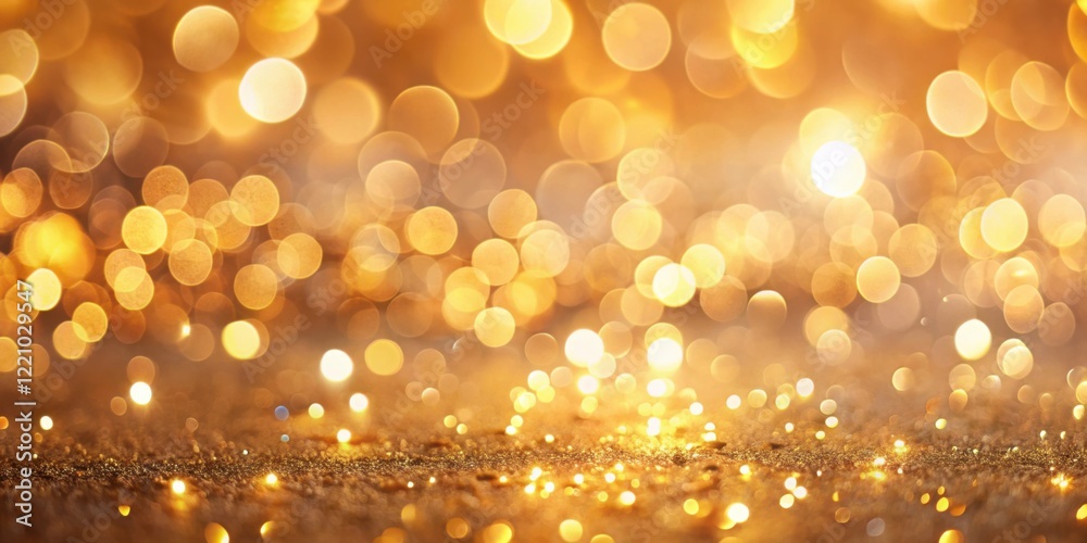 Golden Shimmering Lightscape A Festive Background of Sparkling Dust and Illuminated Bokeh