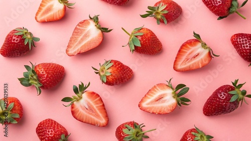 Flay Lay Photography of Strawberries with Vibrant Background