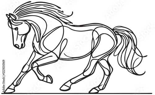 Continuous line drawing of horse vector illustration