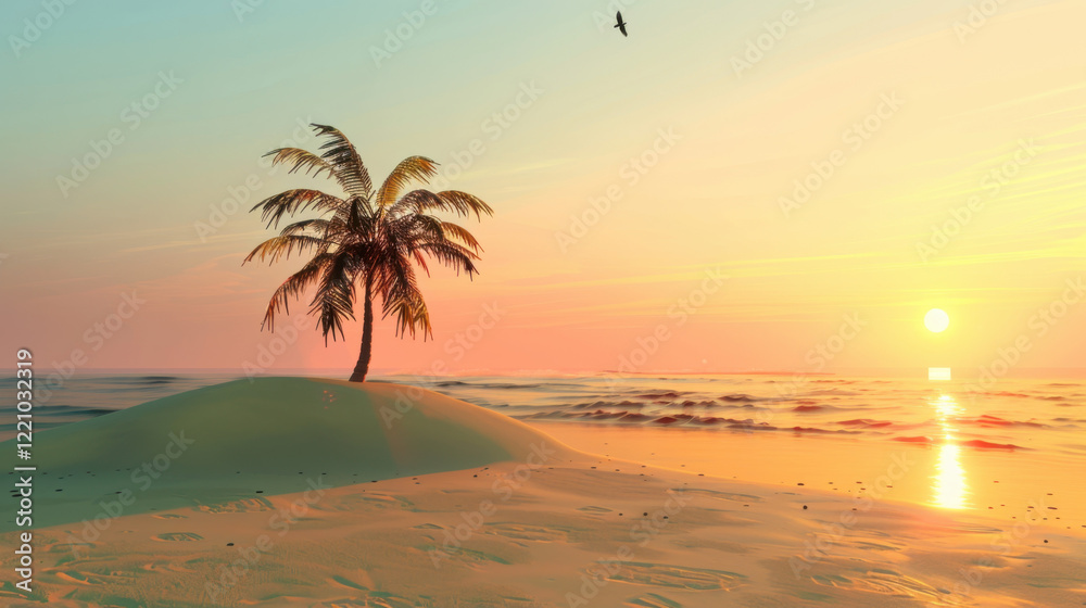 sunrise at sandy beach with palm tree sunrise at sandy beach with palm tree