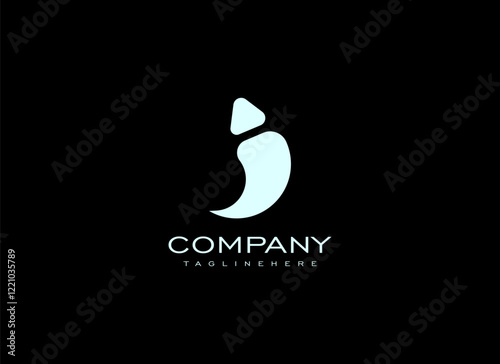 Initial Letter I or J Logo. Geometric Line Shapes Letter I or J Isolated on Dark Background. Suitable For Identity, Business and Branding Logos. Flat Design Vector Template Elements