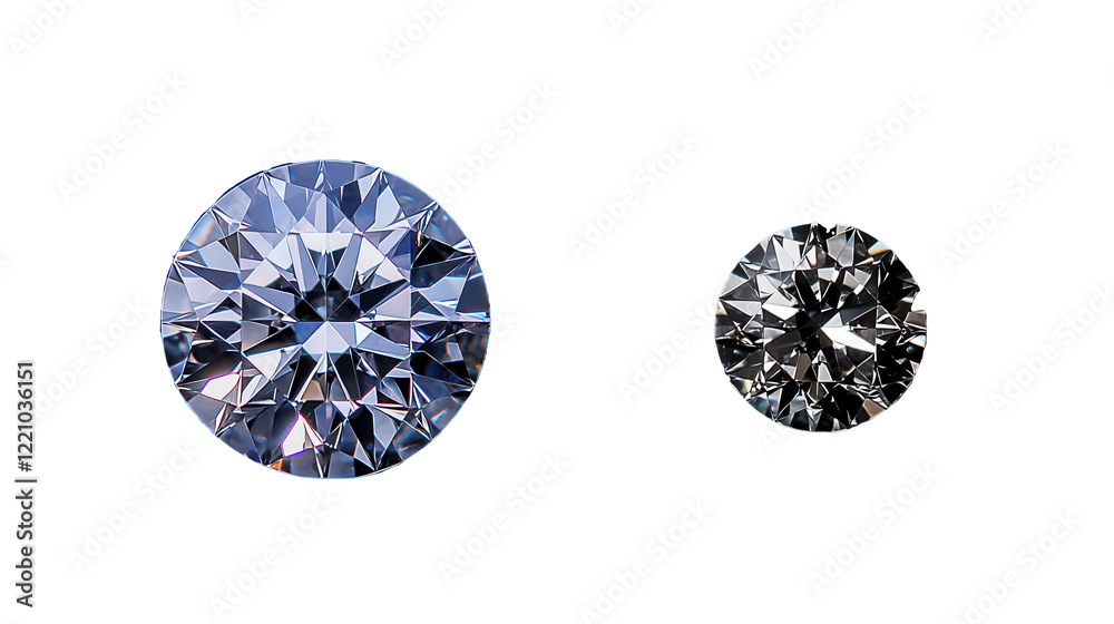 Comparison of Two Round Brilliant Cut Diamonds Large and Small Comparison of Two Round Brilliant Cut Diamonds Large and Small