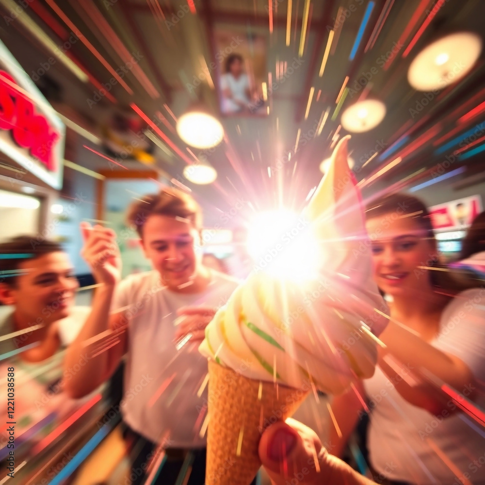 Dynamic ice cream scene with bright lens flares, light streaks, vibrant colors, blurred lines, and action poses..jpg Dynamic ice cream scene with bright lens flares, light streaks, vibrant colors, blurred lines, and action poses..jpg