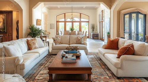 A cohesive living room design where all elements, from the furniture style to the color palette, work together seamlessly to create an aesthetically pleasing and harmonious space