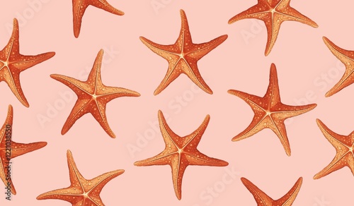 Cutie starfish seamless pattern background
