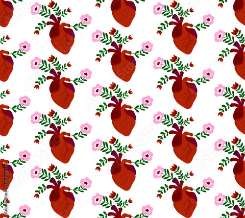 Cartoon style. Festive seamless pattern. Valentine's Day, 14 Feb. Vector background