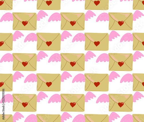 Cartoon style. Festive seamless pattern. Valentine's Day, 14 Feb. Vector background