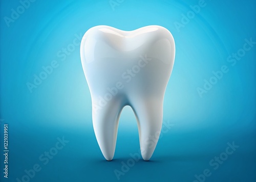 Simple Flat 2D Tooth Symbol: Clean Dental Health Care Logo Design photo