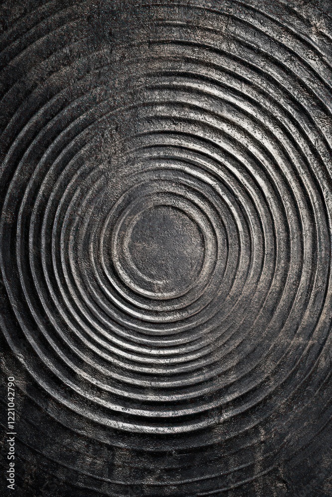 Concentric circles, dark metal texture, rustic background, design element Concentric circles, dark metal texture, rustic background, design element