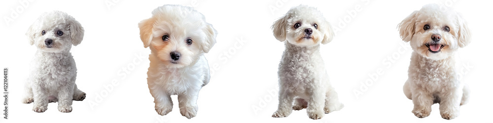 Set of frise bichon pets isolated on transparent background
