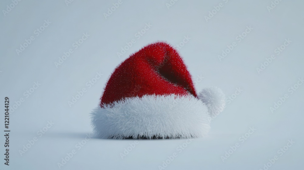 Festive Santa Hat on White Background: A Christmas Symbol Festive Santa Hat on White Background: A Christmas Symbol