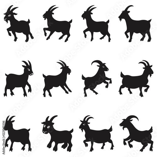 Goat silhouette collection Set of Vector Sheep silhouette 