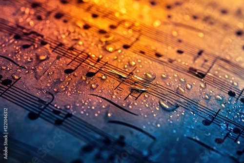 Wallpaper Mural Wet sheet music, close-up, colorful light, artistic Torontodigital.ca