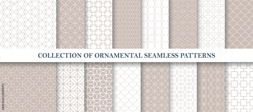 custom made wallpaper toronto digitalCollection of seamless ornamental vector patterns. Beige elegant oriental vintage backgrounds. Geometric tile mosaic design. Grid texture - textile prints