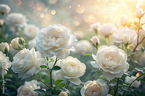 Surreal Rose Garden: Dreamlike White Floral Paradise