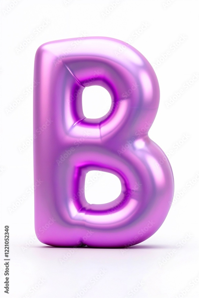 3D letter B is purple and pink like an inflatable balloon 3D letter B is purple and pink like an inflatable balloon