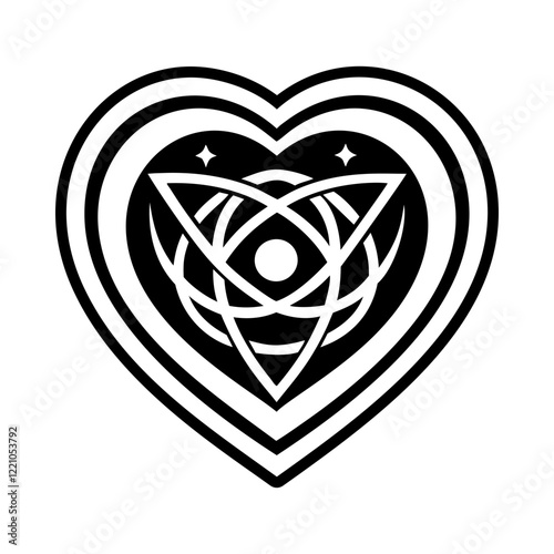 A glyph icon depicting cosmic heart tattoo