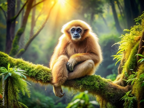 Surreal Gibbon Anticipation: Mystical Jungle Waiting